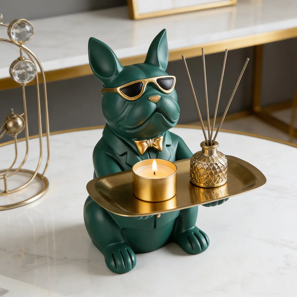 Creative Bulldog Tray Animal Statue Creative Ornament Living Room Bedroom Miscellaneous Storage Home Decoration Gift
