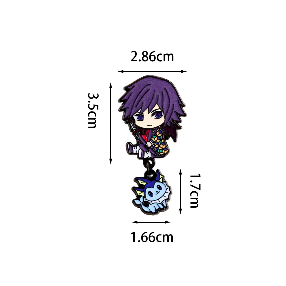 Chibi Tomioka Giyuu Enamel Pin Cute Elf Pendant Badge Demon Slayer Peripheral Novelty Creative Jewelry Fun Decoration