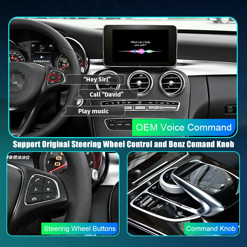 Bezprzewodowy CarPlay dla Mercedes Benz E / C Class W207 W213 W205, z funkcjami Android Auto Mirror Link AirPlay Car Play