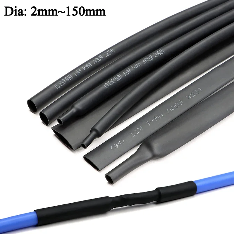 

1~50M 2:1 Black 1 2 3 5 6 8 10mm Diameter Heat Shrink Heat-shrink Tubing Tube Sleeving Wrap Wire Sell DIY Connector Repair