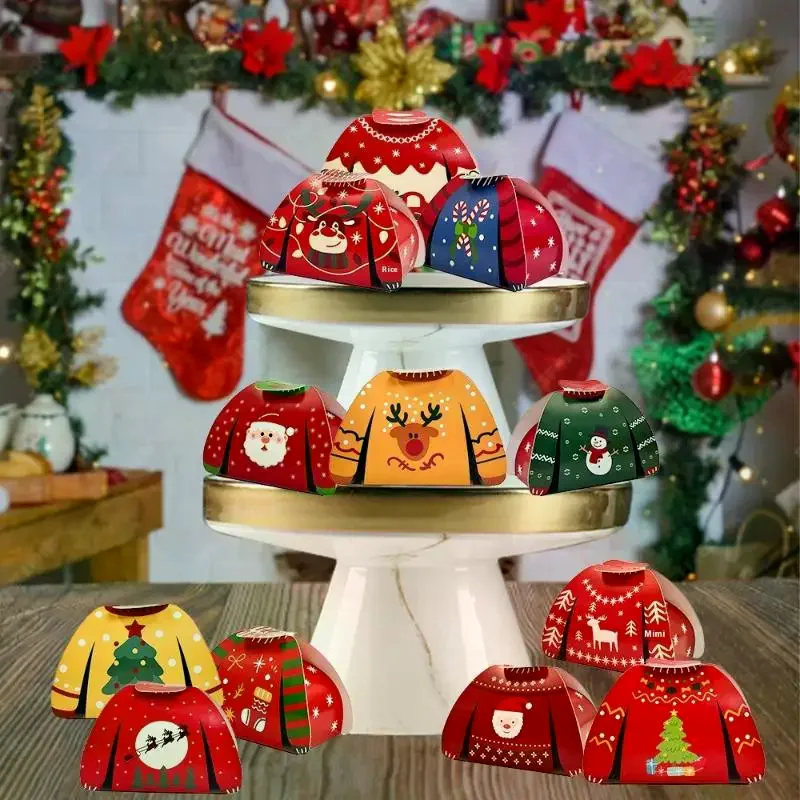 

24Pcs Christmas Creative Sweater Candy Biscuit Box Holiday Gift Boxes Nougat Pastry Box Christmas Gift Bags