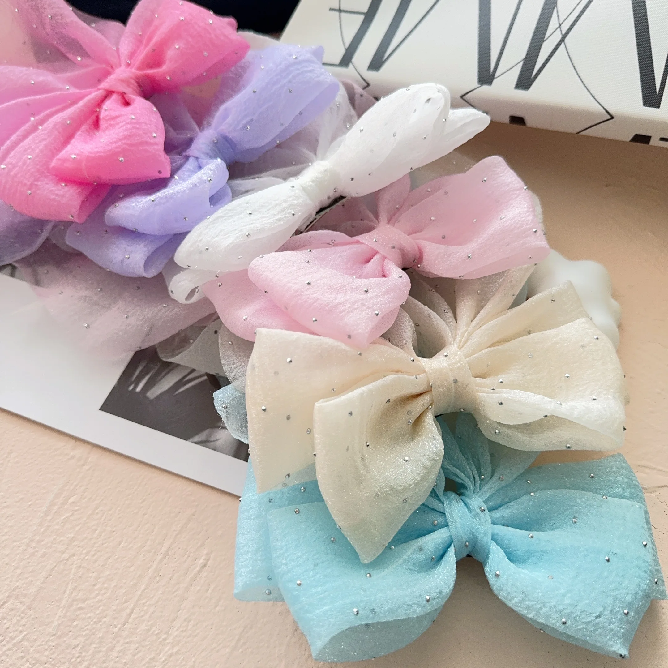 10Colors Elegant Large Bow Ribbon Hair Clip Women Fashion Simple Satin Spring Clip Ponytail Bow Hairpin Girls Hair Accessories