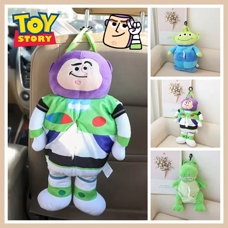 Disney Buzz Lightyear Alien Doll Tissue Box Cute Soft Cartoon Paper Case Home Car scatole di carta Hanging portatovaglioli per seggiolino auto