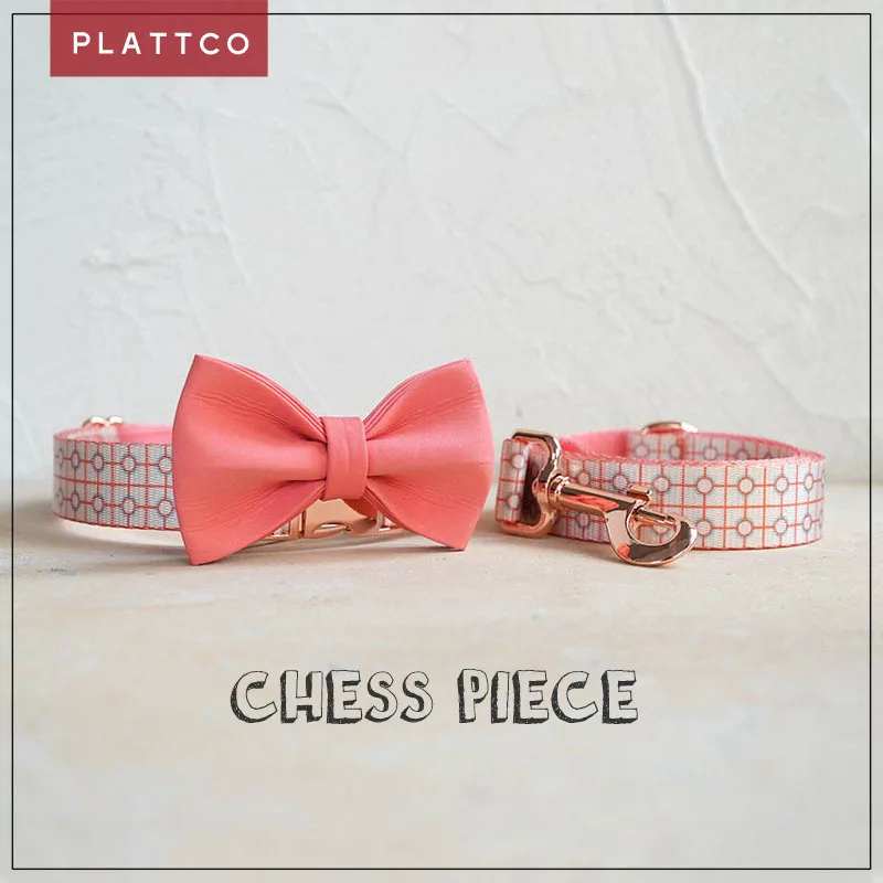 PLATTCO unique design dog set print Chess Piece pattern with high-quality rose gold buckle 5 size PDC371RG&PDL371RG&PBT066