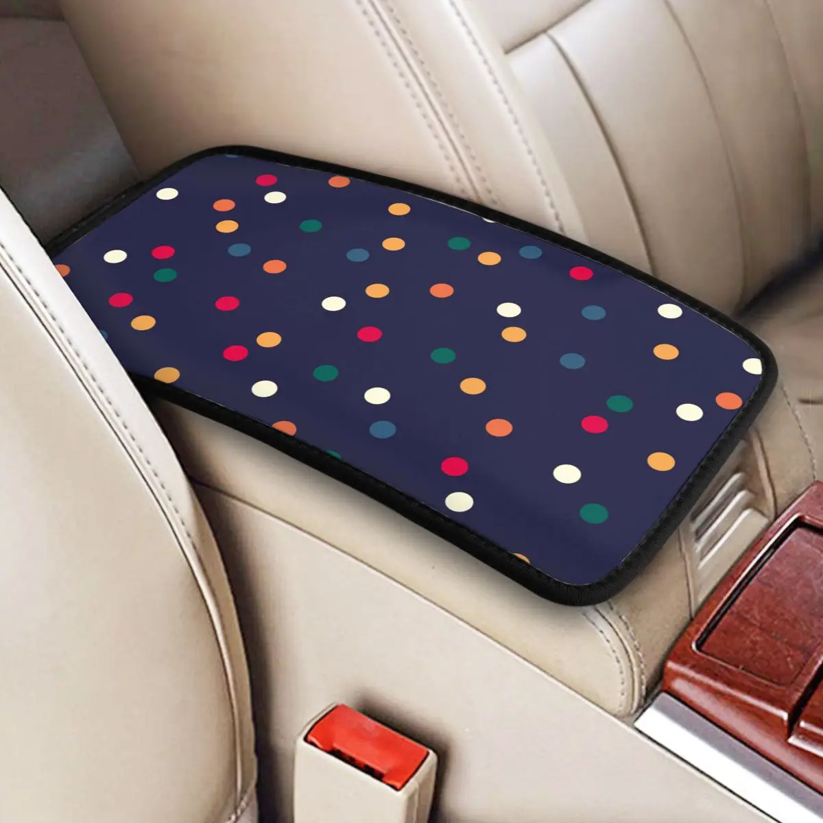 Polka Dot Classic Plaid Center Console Cover Pad for Cars Car Accessories Armrest Cover Mat Storage Box Cover