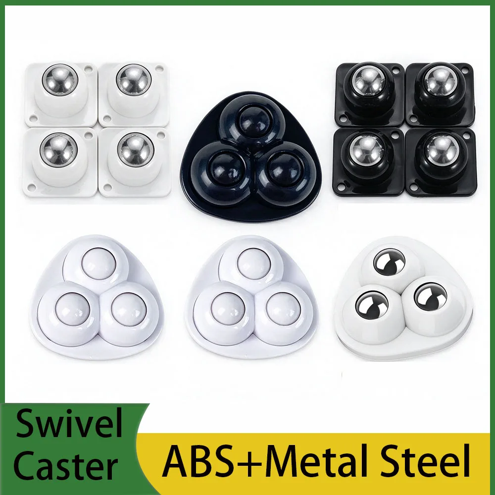 Self Adhesive Silent Universal Caster 360° Rotating ABS Base Stainless Steel Or Nylon Balls No Drilling Furniture Mini Wheel