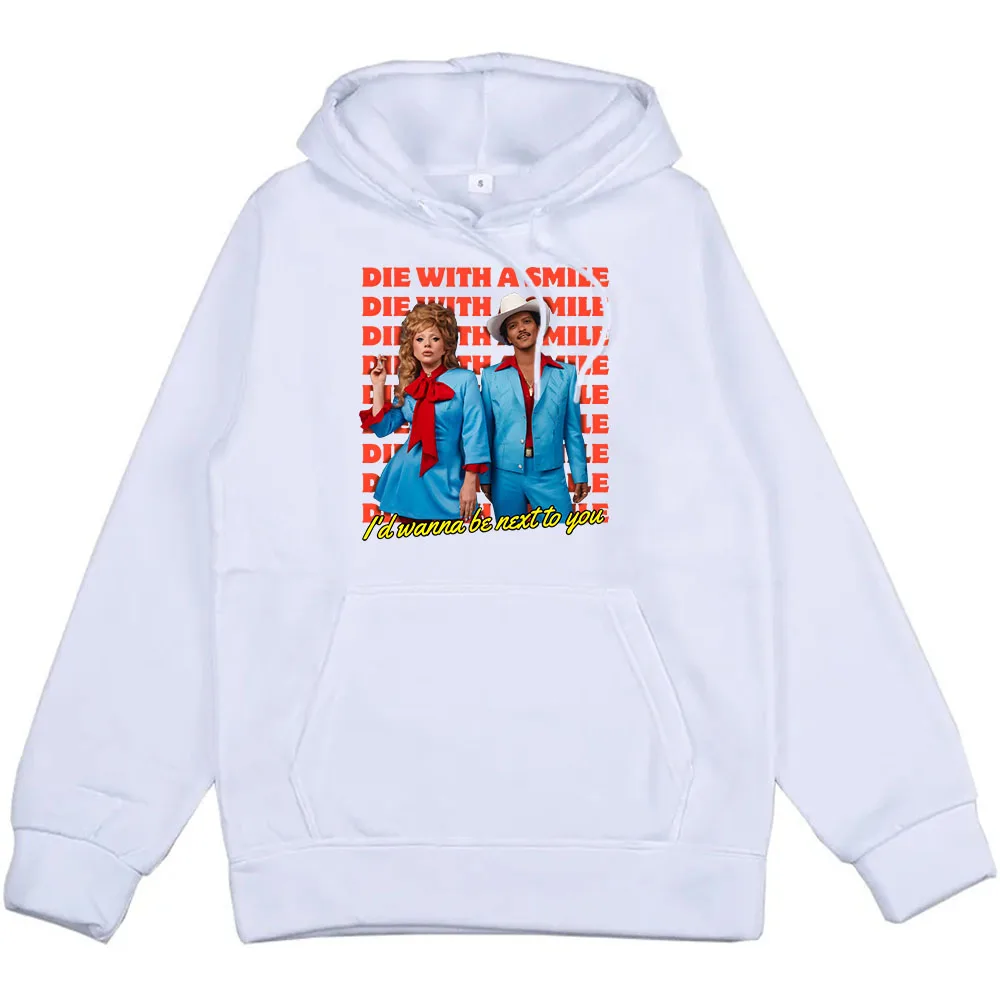 Die with A Smile Song Printing Hoodies Bruno Mars Lady-Gaga Sweatshirts Winter Casual Men Women Sudaderas Fleece Warm Pullovers