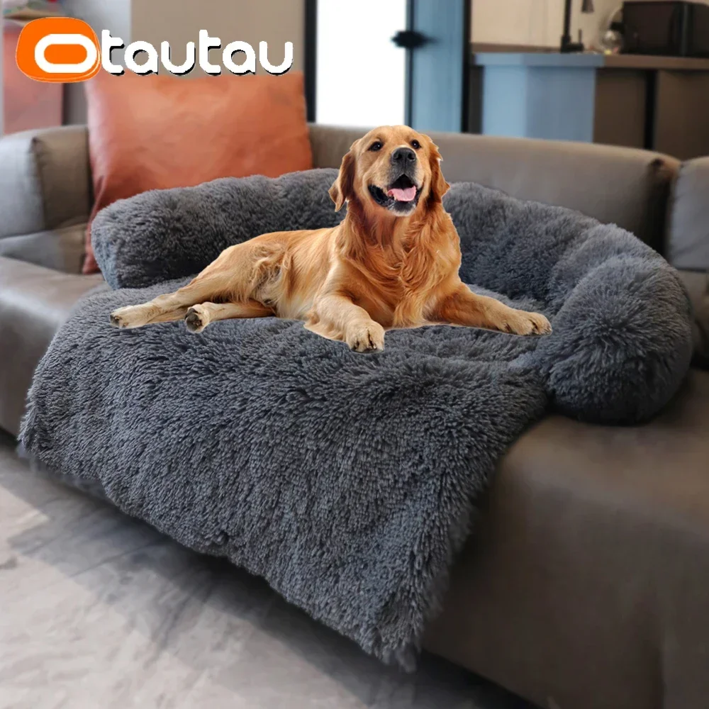 

OTAUTAU Removable Plush Pet Dog Bed Sofa for Large Dogs House Mat Kennel Winter Warm Cat Bed Washable Dog Cushion Blanket Sofa