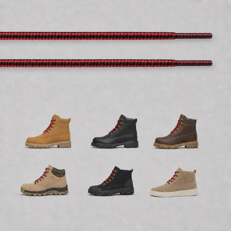 Two Tone Braided Round Shoelaces, Striped Twist Rope Shoe Laces, Durable Replacement Shoestrings for Hiking Boots Sports Sneaker