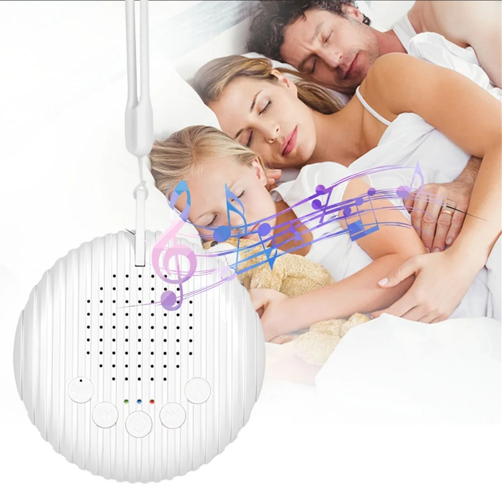 White Noise Sound Machine Portable Baby Sleep Machine 10 Soothing Sounds Volume Adjustable Built-in Rechargeable Battery USB