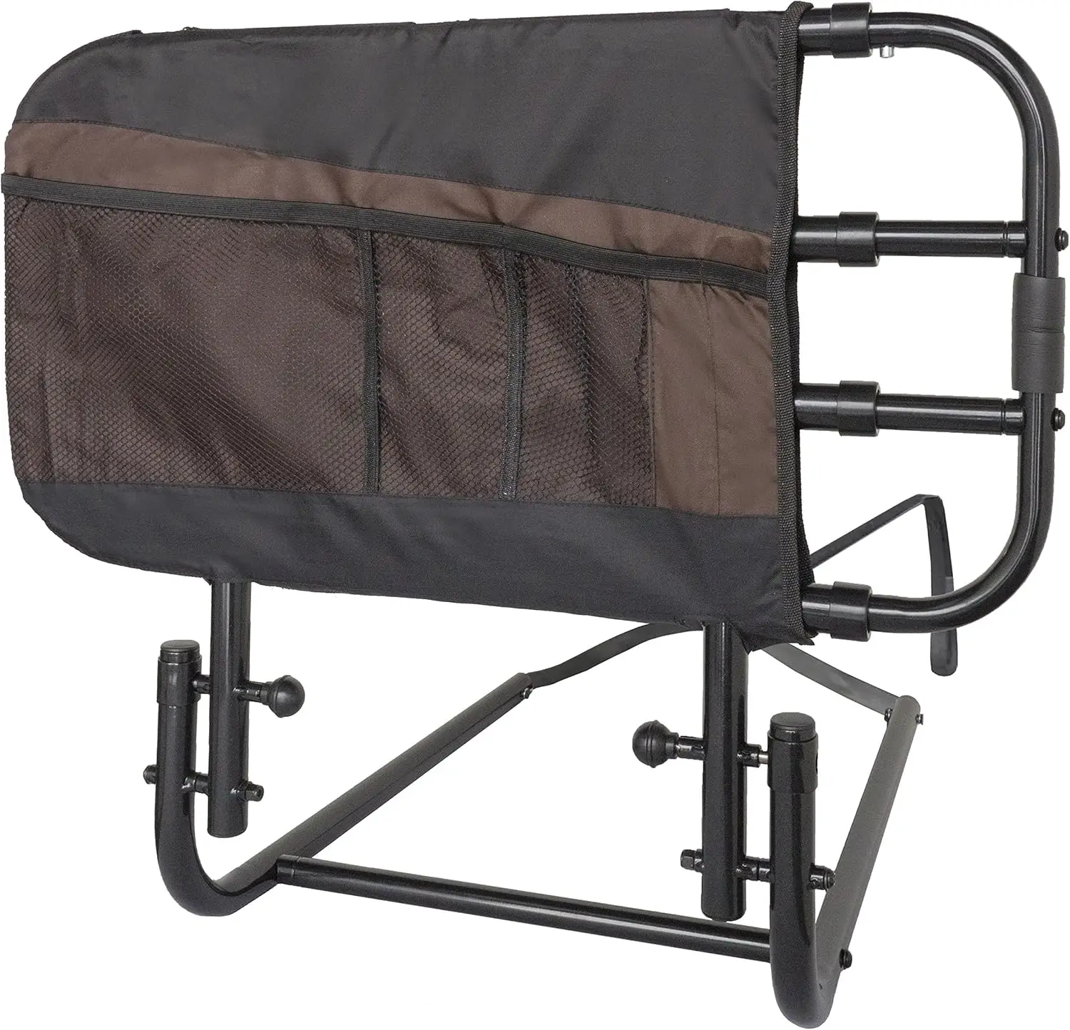 Trilho de cama ajustável Stander, trilho de cama sênior ajustável e barra de apoio de assistência de cama para adultos idosos com bolsa organizadora, preto