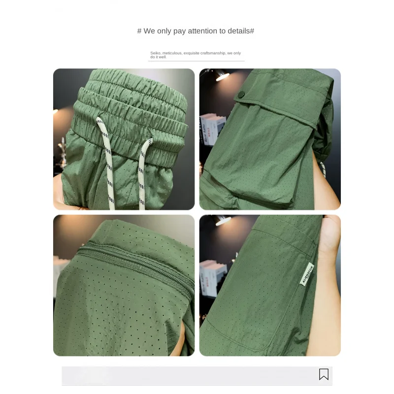 กางเกงคาร์โก้ลำลองผู้ชาย รุ่นบางเบา สำหรับฤดูร้อน ปี 2025 ทันสมัย เหมาะกับกิจกรรมกลางแจ้ง เดินป่า ใช้งานได้หลากหลาย ทรงหลวม สวมใส่สบาย ระบายอากาศได้ดี แห้งเร็ว