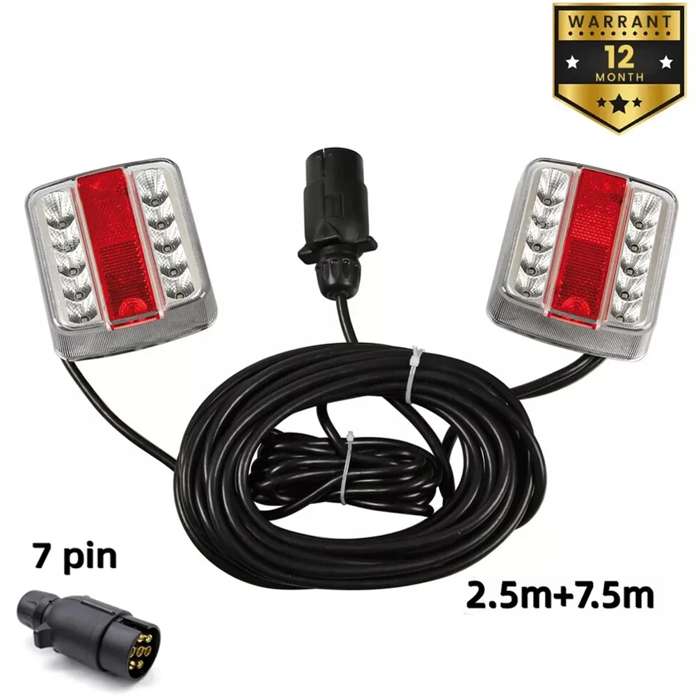 

1 Set Rear Combination Towing Tail Light 12V 10m LED Trailer 7 Pin Brake Stop Lamp License Number Plate Reflector Waterproof