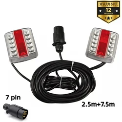 1 Set Rear Combination Towing Tail Light 12V 10m LED Trailer 7 Pin Brake Stop Lamp License Number Plate Reflector Waterproof