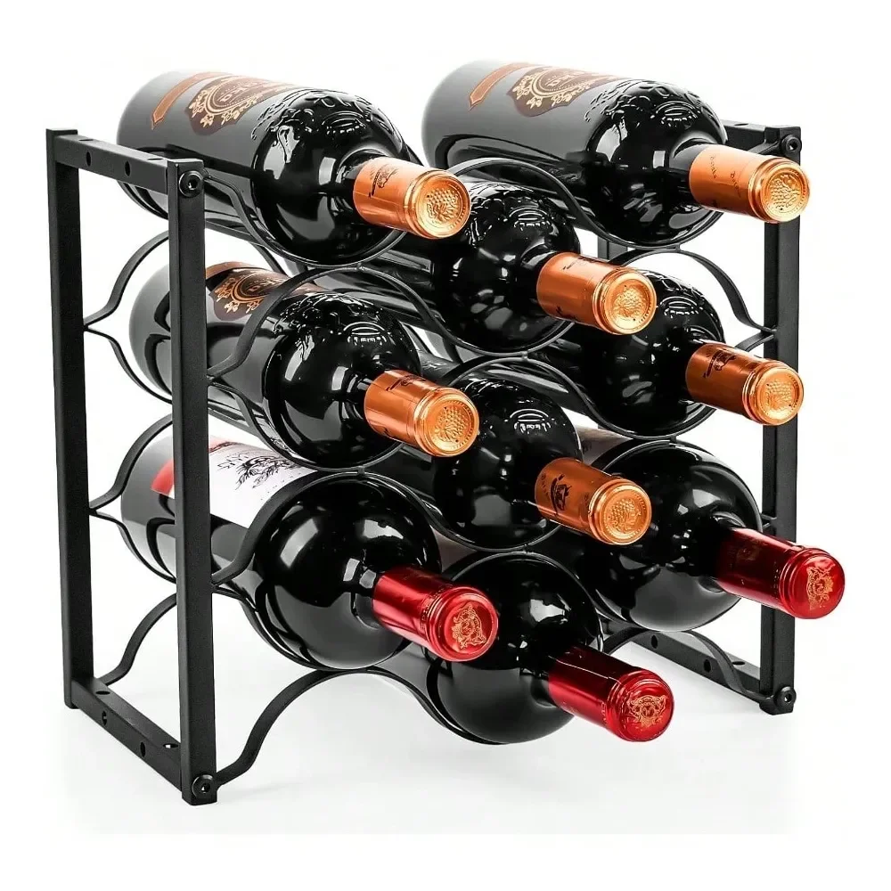 

Настольная подставка для вина на 9 бутылок, отдельно стоящая, современная, черная, металлическая, 3-ярусная, для столешницы, шкафа, кладовой, бара