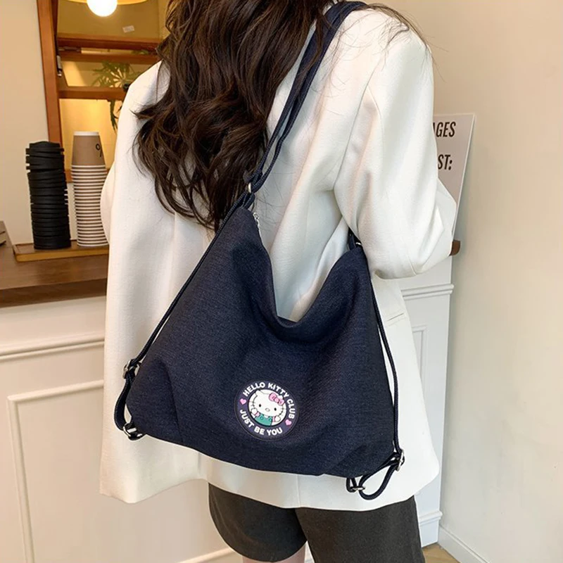 

Джинсовый рюкзак в стиле ретро, сумка через плечо с мультяшным принтом, летняя новая стильная сумка на плечо для девочек, большой вместительный подарок на праздник