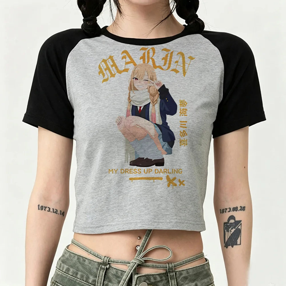 Marin Kitagawa crop top girl 2000s vintage gyaru baddie japan top tees cheap grunge cutecore gyaru summer