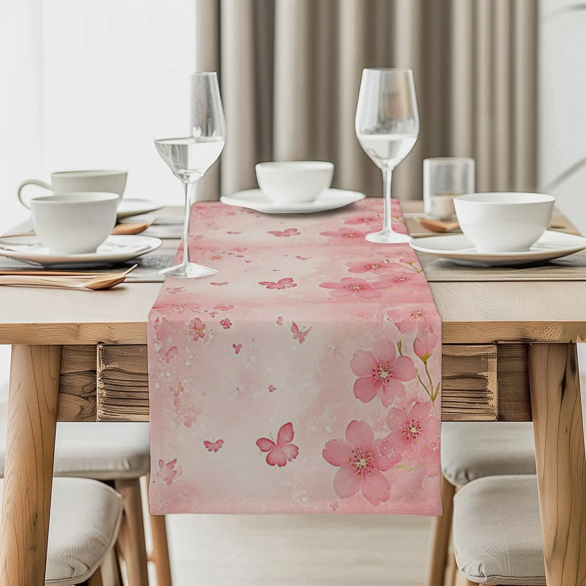 decoration table runner Floral Wreath Lamb Style Print Long cloth for home, kitchen,outdoors,garden,restaurants,banquet supplies