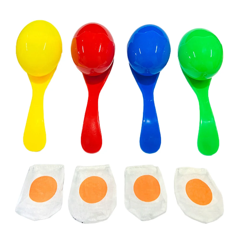 

4 Sets Children's Balancing Spoon Egg Race and Game for Kids Adults Outdoor Games Party Props Fun