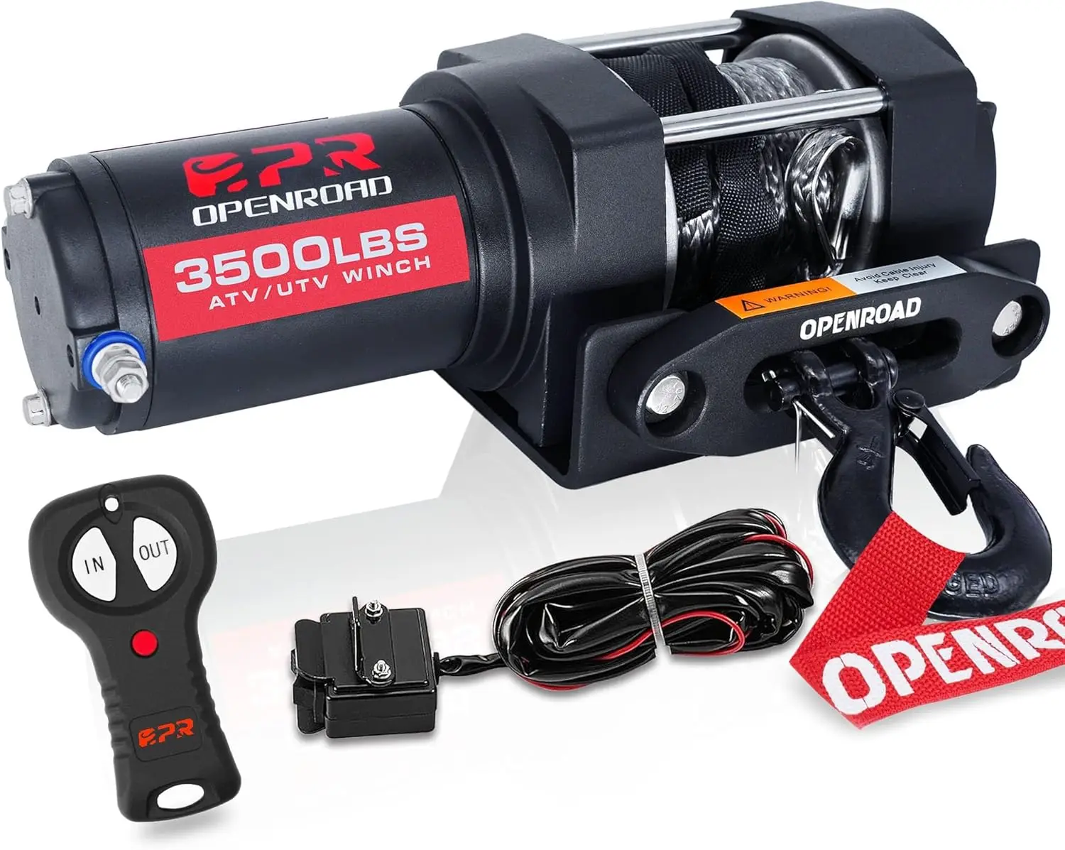 Winch ATV/UTV 3500 lb, kerekan ATV listrik 12V pekerjaan berat hitam kompatibel dengan Remote Control nirkabel