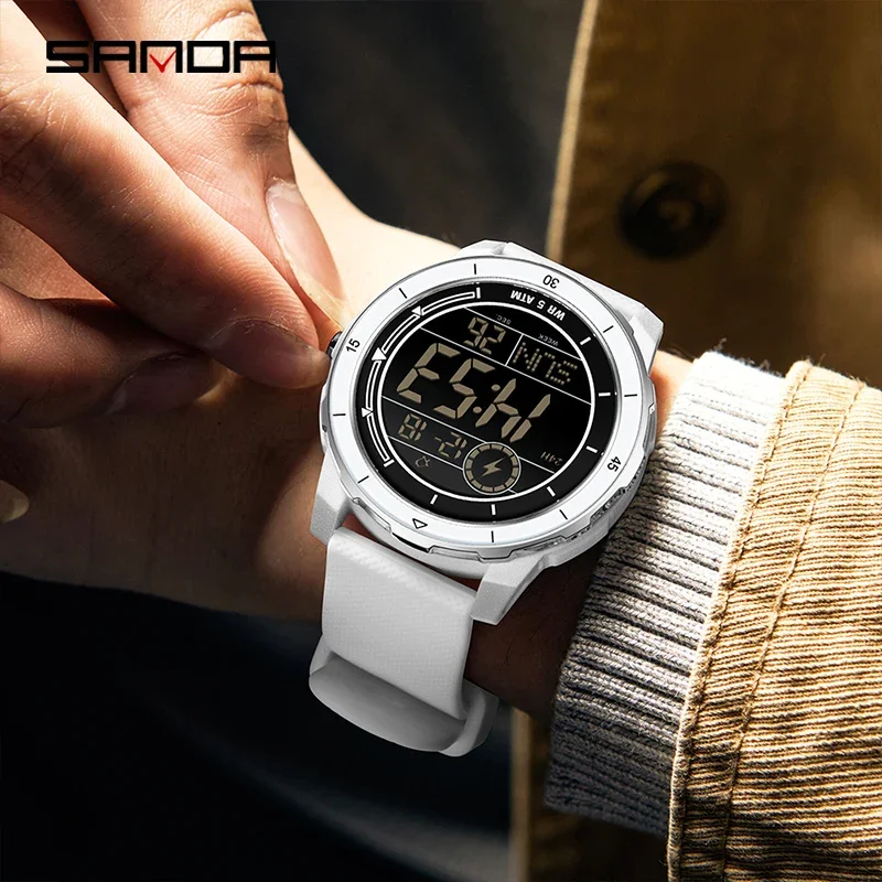 산다 최고급 명품 남성용 스포츠 전자시계 학생용 아웃도어 다기능 LED 아날로그 디지털 손목시계 알람 시계