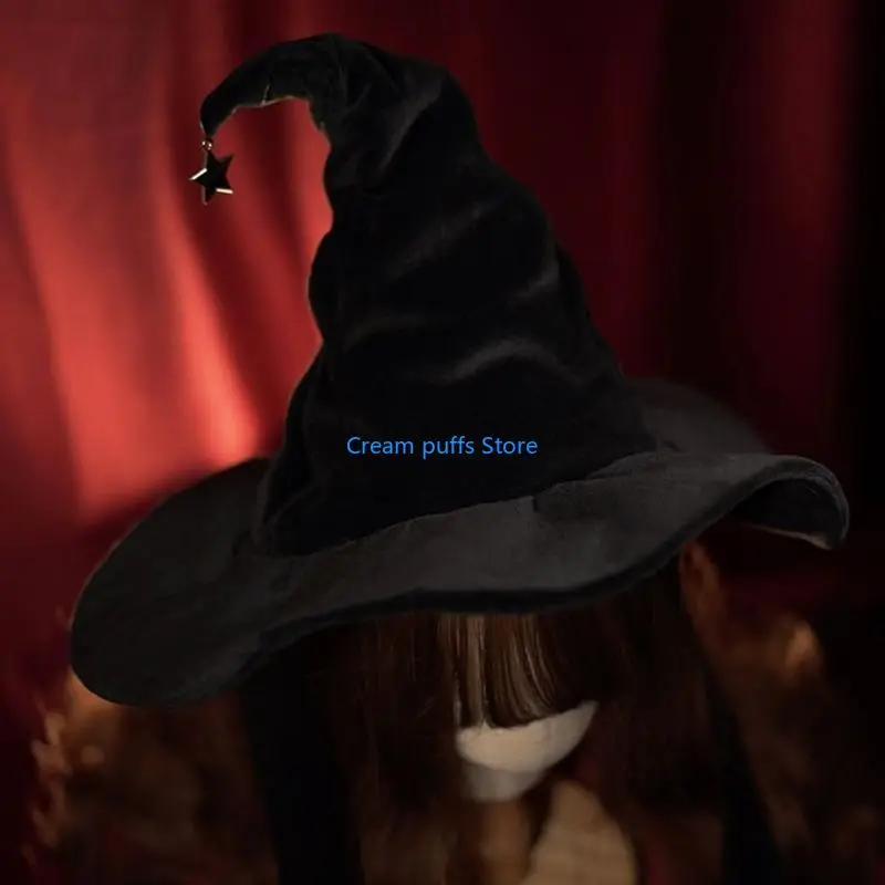 50LE Halloween Witch Hat Masquerade Witch Hats Exquisite Star Hat