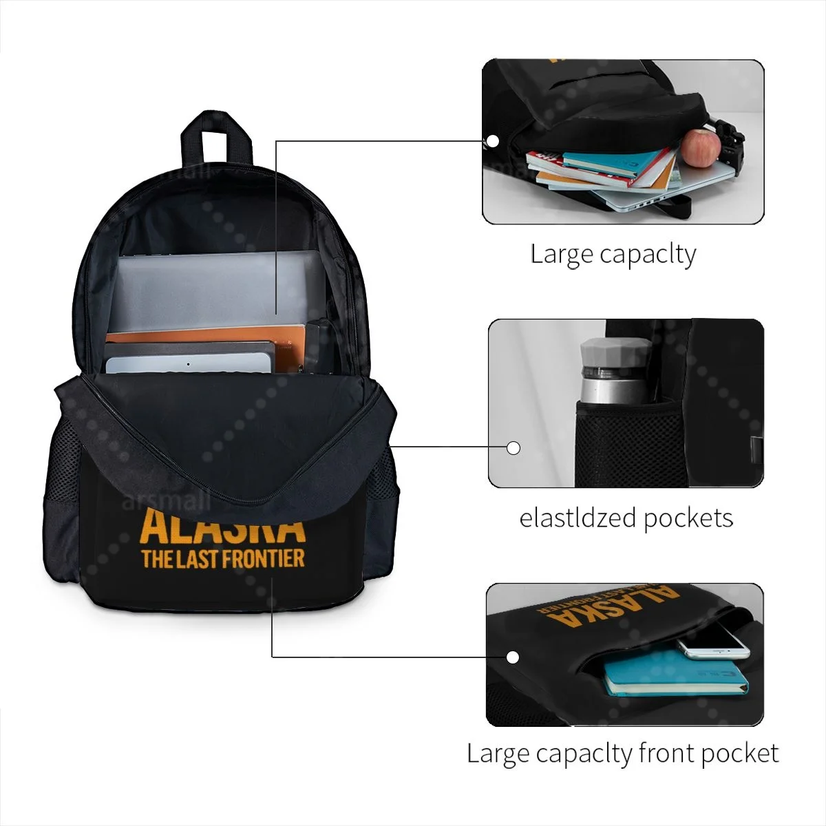 حقائب ظهر ألاسكا ذا لاست فرونت لاينر حقيبة مدرسية خفيفة الوزن حقيبة كتب للطلاب للجنسين حقائب نهارية للكمبيوتر المحمول للسفر والمشي لمسافات طويلة والتخييم #4
