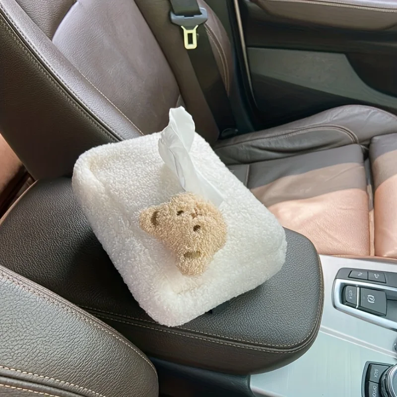 1PC plush bear/flower decoration car tissue box, car decoration, novice driver gift, holiday gift