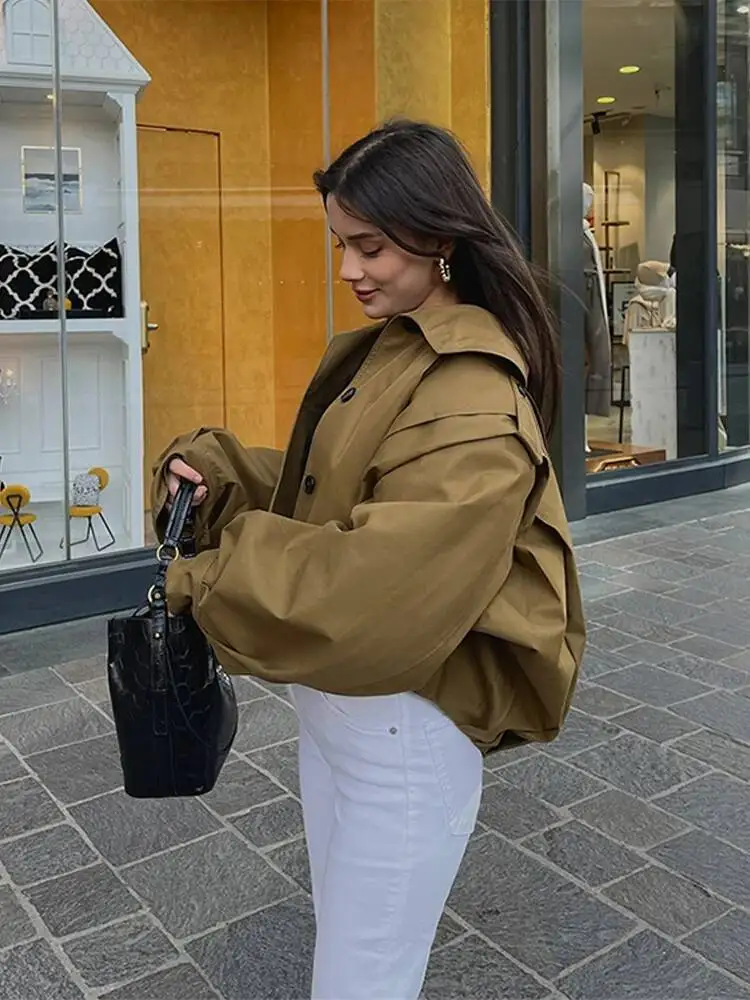 

Уличное свободное женское пальто с лацканами, однобортное зеленое женское пальто с длинными рукавами, весна-лето 2021, модная женская укороченная верхняя одежда