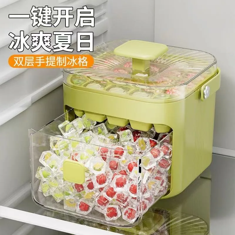 Máquina de prensado de cubitos de hielo, película de cubitos de hielo congelados con fácil desmoldamiento, cubo de hielo de prensa, rejilla 48 con mango para refrigerador