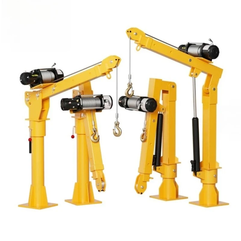Small vehicle- cantilever , truck-mounted , winch crane, mobile lifting loading and unloading artifact