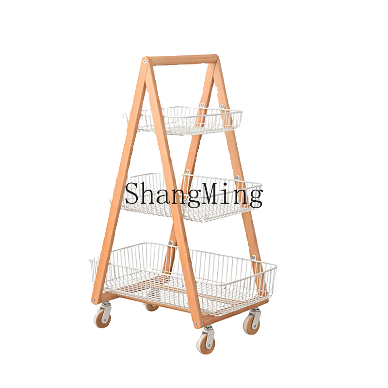 FG good-looking  solid wood home living room removable multi-layer storage snack rack trolley storage