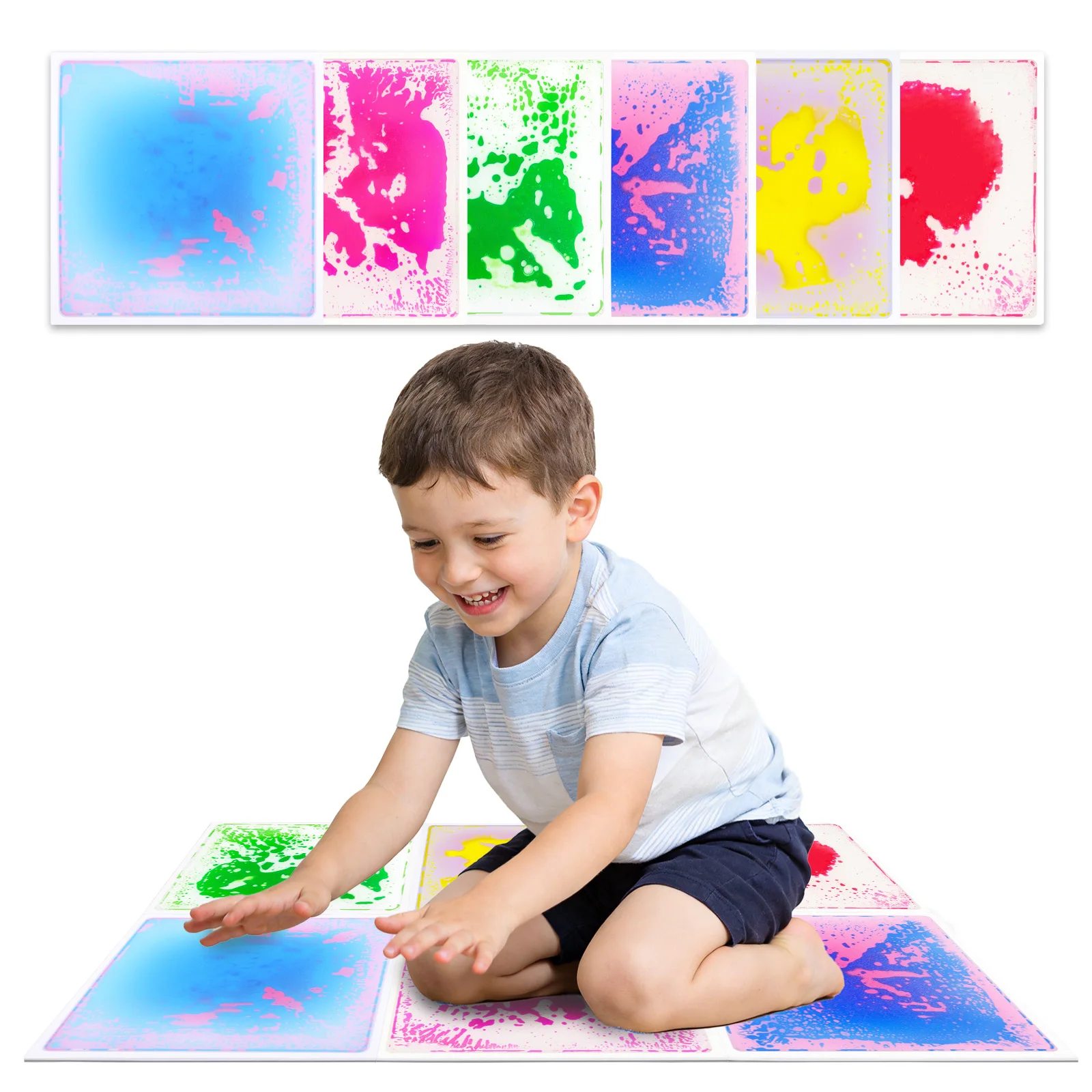 

Сенсорный напольный коврик с жидкими элементами для детей: тактильная развивающая игрушка для дошкольников и детских садов