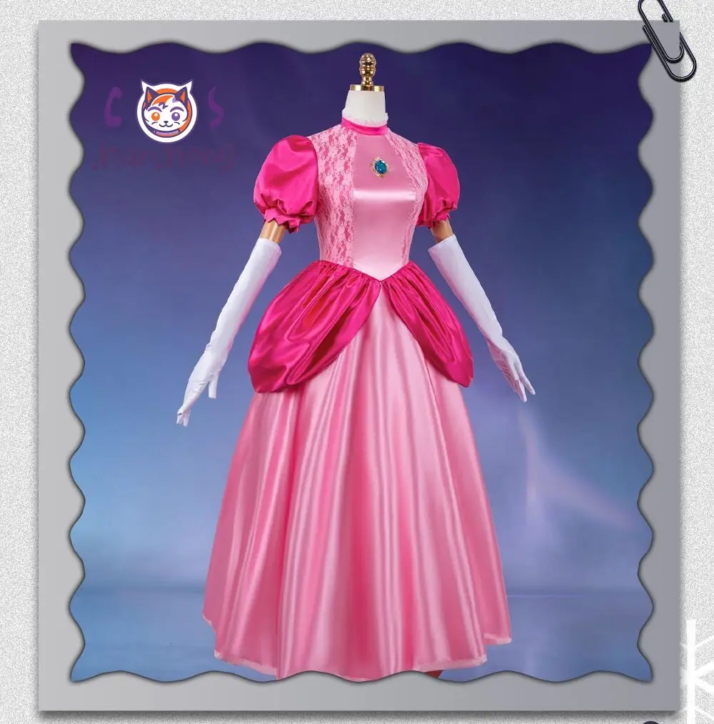 

Princess Peach Galaxy Movie Rosalina Super Girls Princess Dress Cosplay Halloween Costume woman Birthday Party Peach Clothes