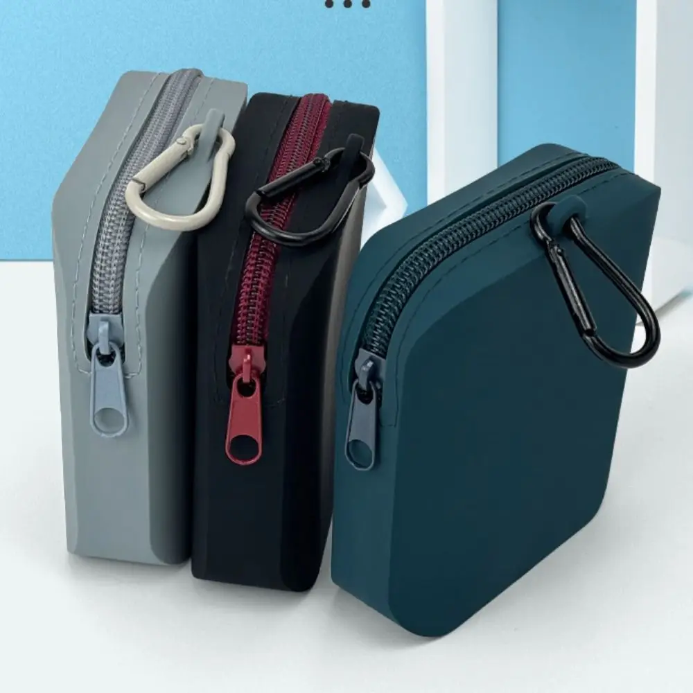 Solid Color Silicone Cosmetic Bag Rectangle Contrast Color Multifunction Storage Bag Coin Purse Large Capacity Small Item Bag