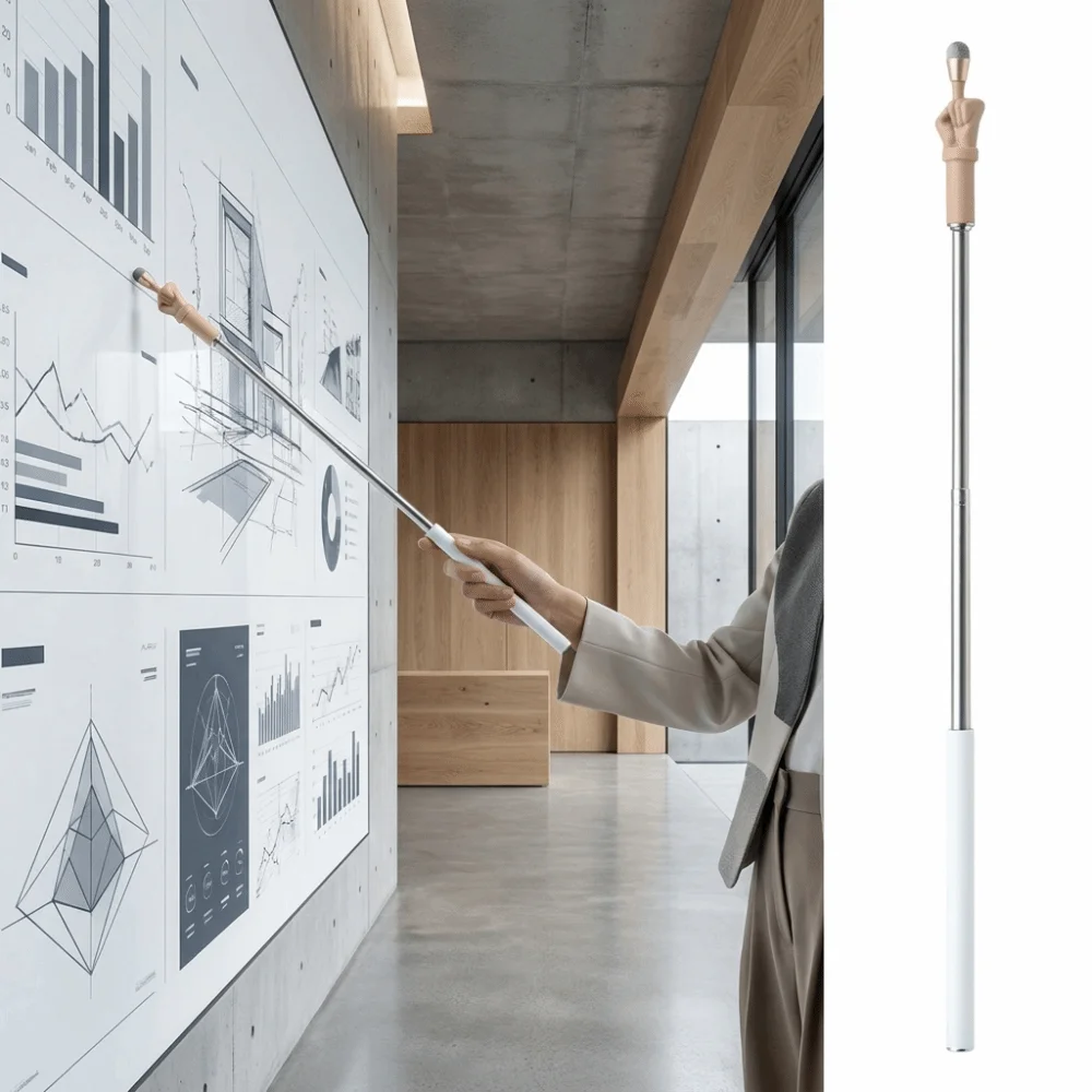 Stainless Steel Retractable Rod Telescopic Teacher Pointer Ergonomic Handheld Grip Compact Tool Touch Screen Pen Soft Stylus Tip