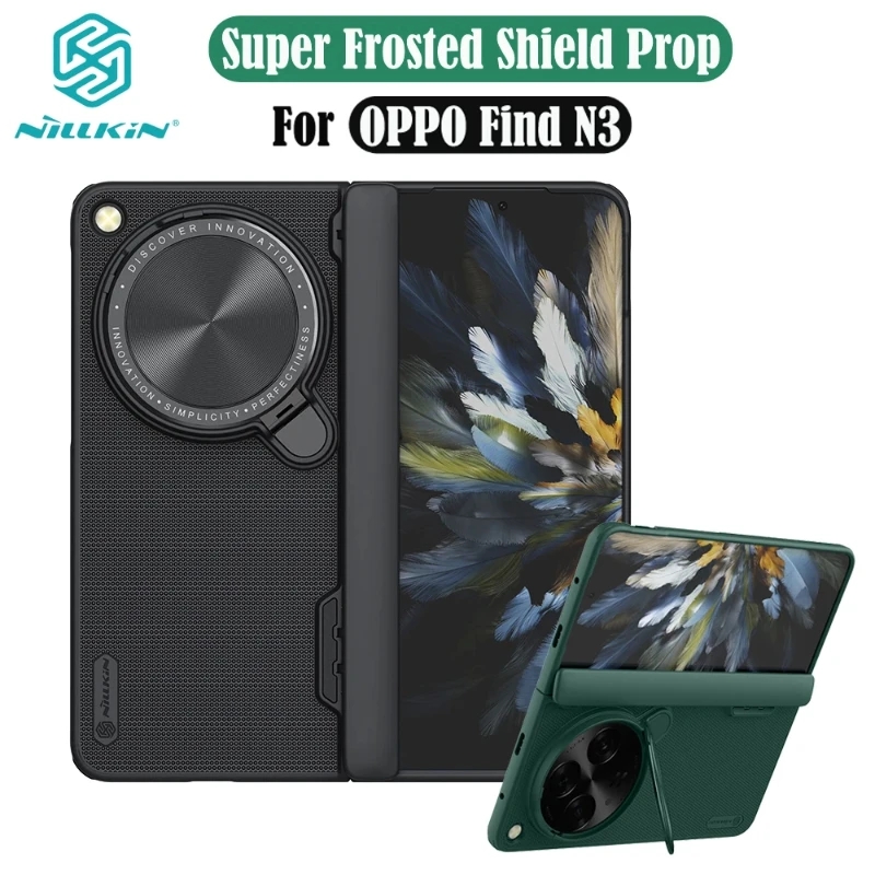 For OPPO Find N3 Case NILLKIN Frosted Shield Prop Camera Cover Flip-style Lens Phone Holder 180°Folding Cover For OPPO Find N3