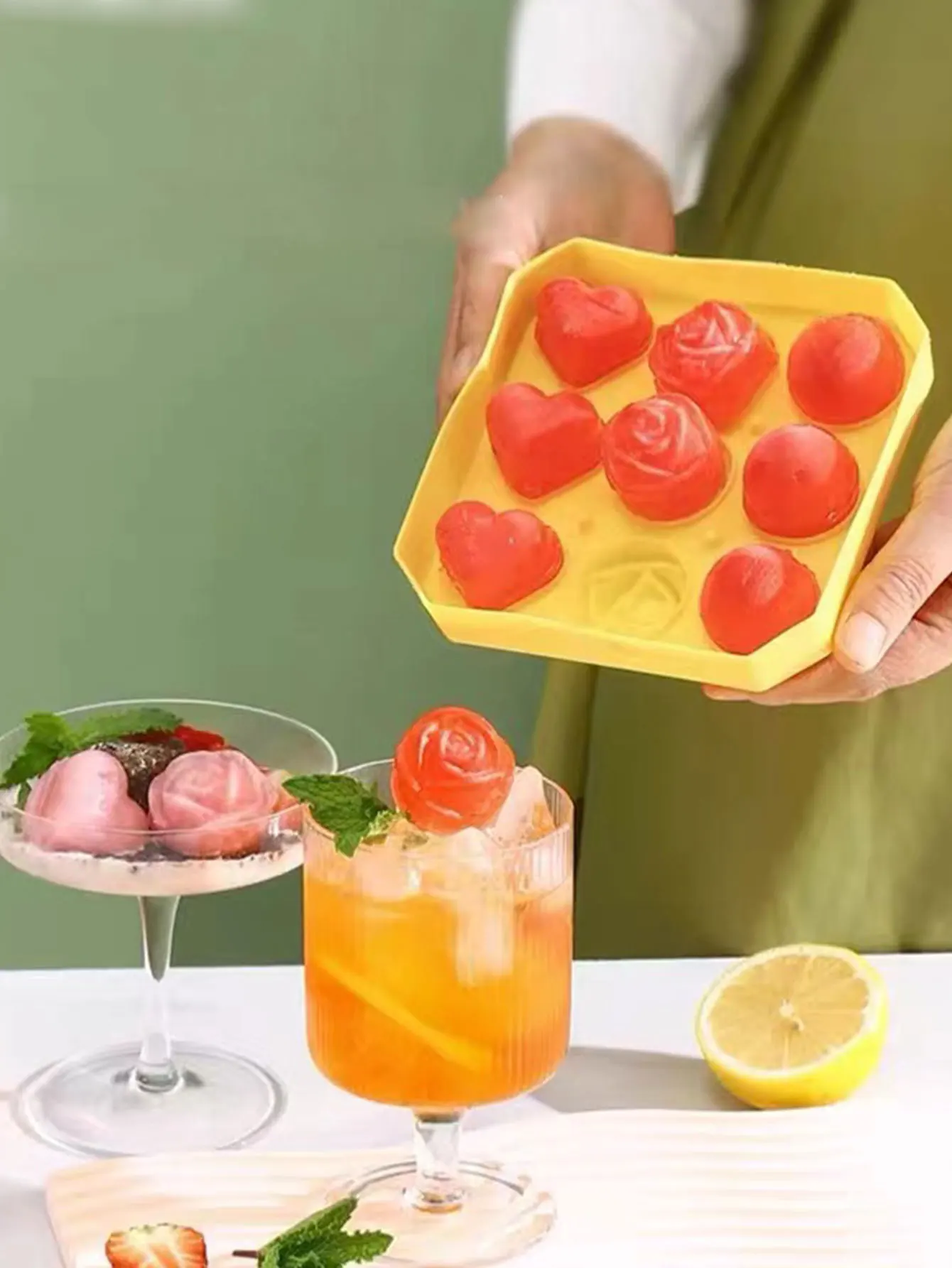 Rose Ice Cube Mold Ice Tray Food-Grade Silicone Soft Household Frozen Whiskey Sphere Making Ice Box Ice-Making Tool 1Pcs