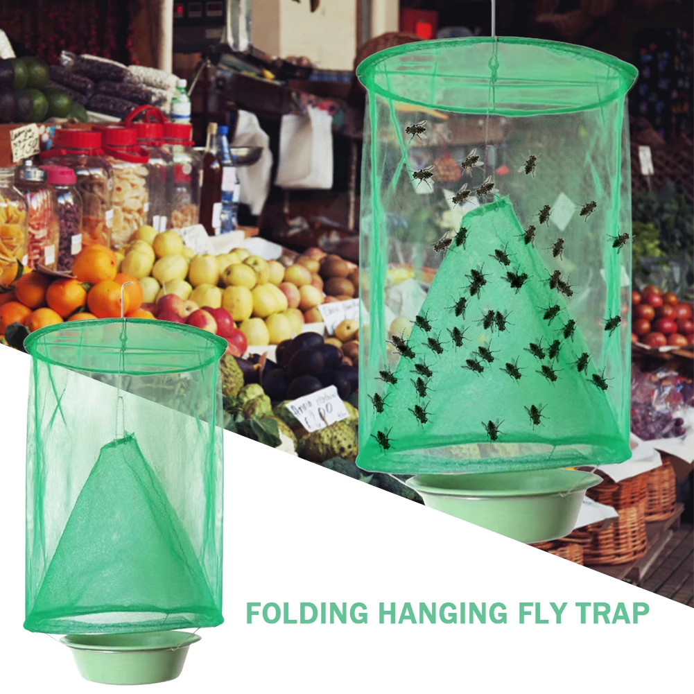 1-10PCS Reusable Hanging Fly Catcher Killer Flies Flytrap Cage Net Trap Pest Control Garden Hanging Flycatcher for Courtyard