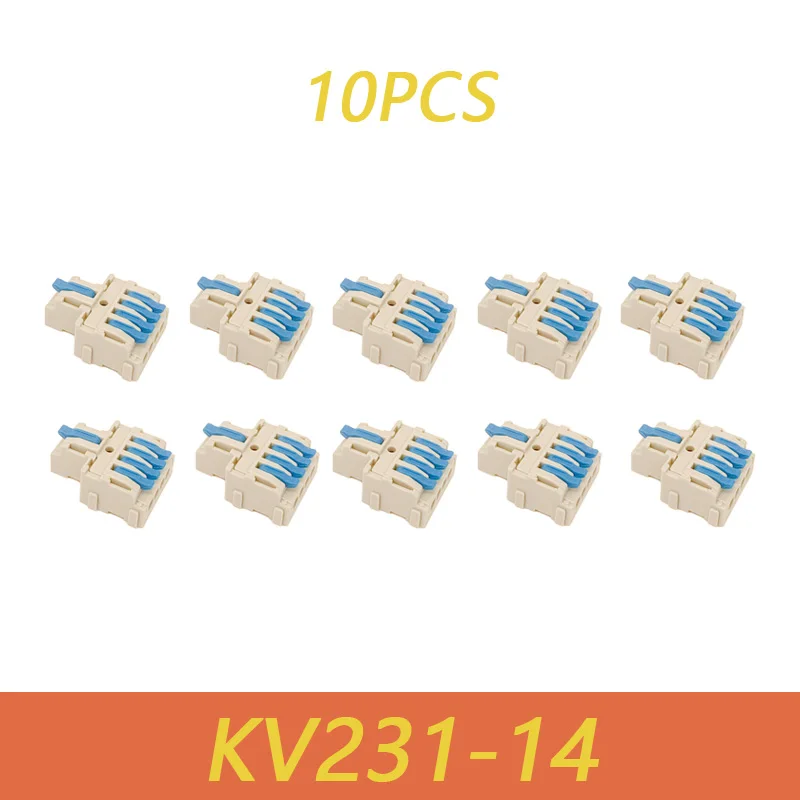 10PCS KV231-14 Butt HomeTerminal Block 1 in 4 Out Multiple Quick Wiring Connector 3 Colors Plug-in Universal Compact Home Use