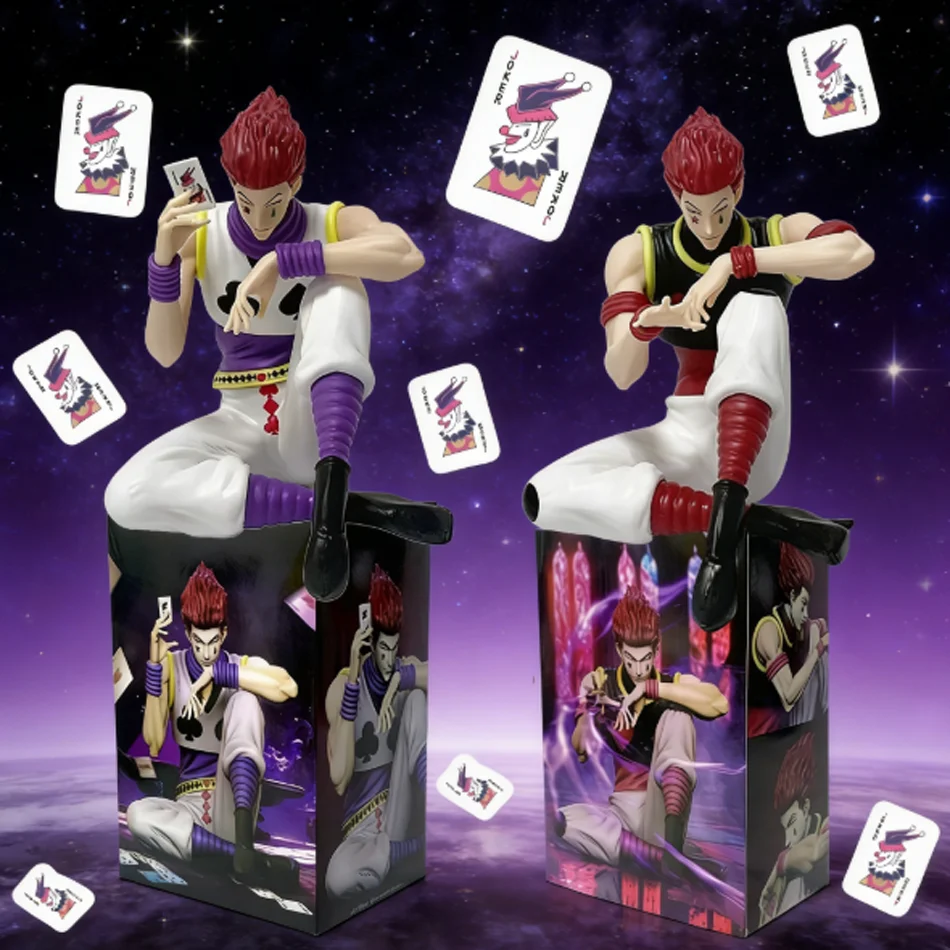 Heißverkaufte brandneue Hunter×Hunter Hisoka Anime-Figur zum Sammeln, PVC-Actionfigur, Ornament, Geschenk, sitzende/stehende Pose