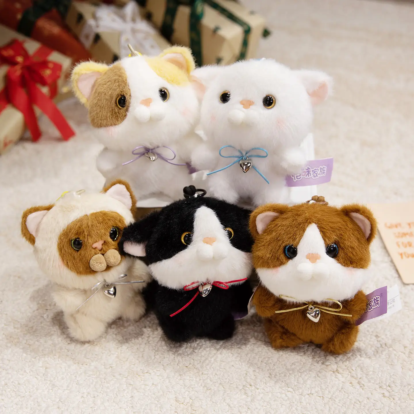 5 stili gatto peluche Stuffe Super carino siamese Calico gatto portachiavi ciondolo zaino Decor giocattolo per bambini regalo di compleanno