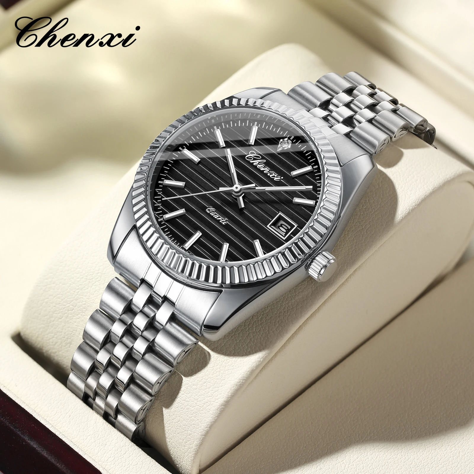 Chenxi 004D Luxury Stainless Steel Watch For Man Waterproof Luminous Date Men Watch Casual Quartz Men\'s Watches Male Clock