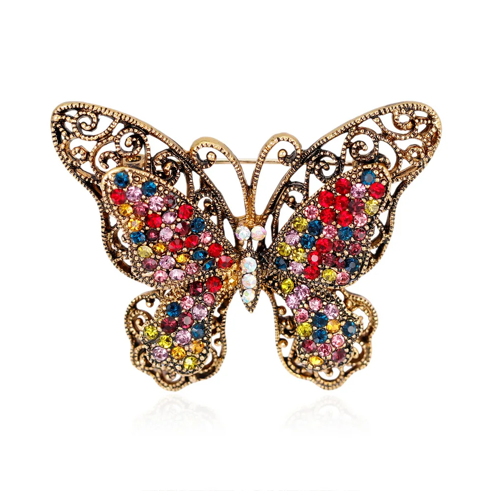New Fashion Retro Butterfly Brooch, Flash Diamond Animal Accessories, Versatile Clothing Accessories, Spot