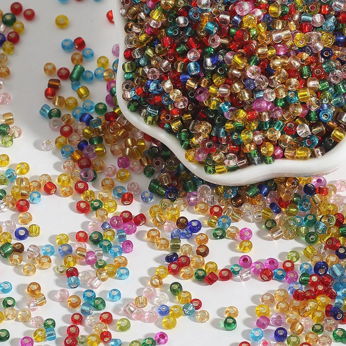 1200 Stück/2mm Rohr-Glasreisperlen, mehrfarbig, silberfarben, DIY-Schmuckzubehör, Armbänder, Ohrringe, Schmuckherstellung – Detail 3
