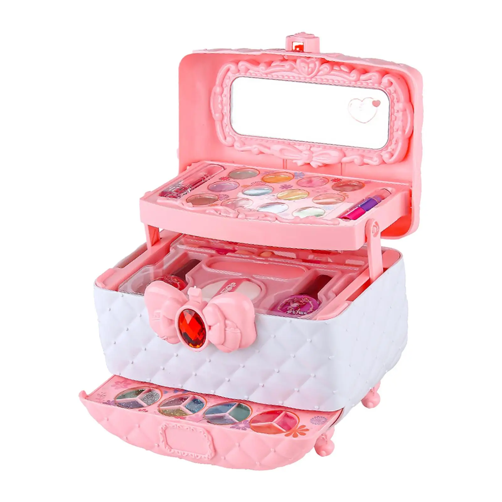 Juguetes de maquillaje portátiles con estuche de cosméticos Real para niños, juego de belleza de maquillaje simulado, juguete de tocador para niños, regalos para niñas