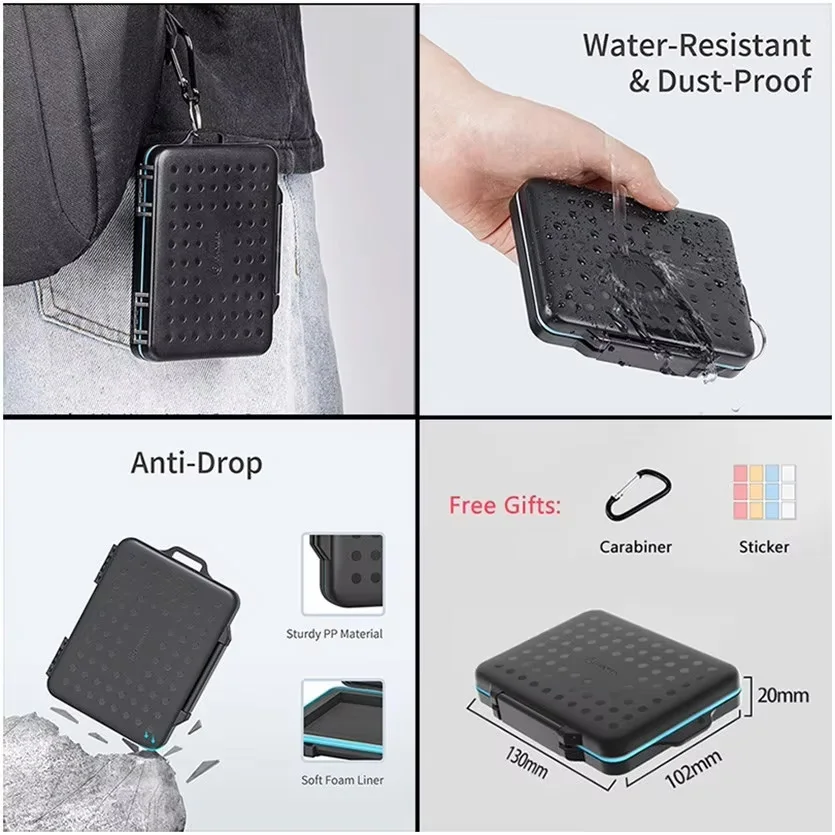 PHIXERO Waterproof Anti-static Multifunction Storage Box for TF SD CF Micro SD Cards Computer Camera Card Storage Solution