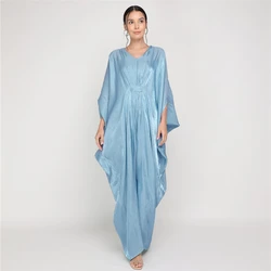 Shiny Satin Abaya Women Muslim Malaysia Long Maxi Dress Turkey Batwing Sleeve Loose Kaftan Dubai Islam Party Gown Kaftan Caftan