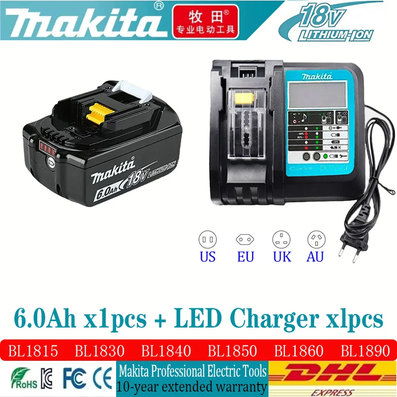 

Makita 100% original 18V 6000mAh lithium-ion rechargeable power tool 18V replacement battery BL1860 BL1830 BL1850 BL1860B