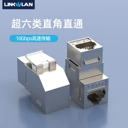 Linkwylan Cat6A RJ45 Coupler 90 Degree Angled Shielded Female Splitter Keystone Jack Adapter For Blank Panel Faceplate Wallplate